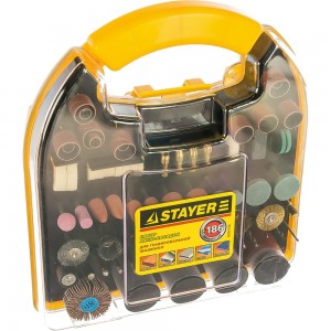 Набор мини-насадок в пластиковом кейсе (186 предметов) для гравировальных машин Stayer 29900-H186