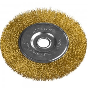 Щетка дисковая PROFESSIONAL (175х22 мм; витая стальная латунированная проволока 0.3 мм) для УШМ STAYER 35122-175