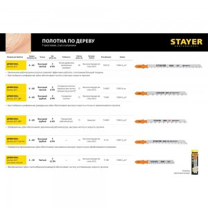 Полотна по дереву, ДВП, ДСП (2 шт; 75х3 мм; HCS; Т-хвост.; Т111С) для электролобзика Stayer 1598-3_z02