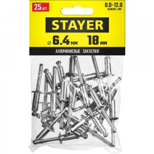 Алюминиевые заклепки Stayer Pro-FIX, 6.4х18 мм, 25шт Professional 3120-64-18