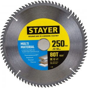 Диск пильный по алюминию STAYER Multi Material 250х32/30 мм, 80Т 3685-250-32-80