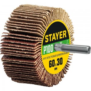 Шлифовальный лепестковый круг на шпильке STAYER 60x30 мм, P100 36608-100