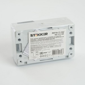 Блок STEKKER: розетка одноместная с заземляющим контактом открытой установки, одноклавишный выключатель 250В, 16А 32759