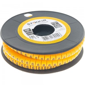 Кабель-маркер STEKKER 6 для провода сеч.4мм, желтый, CBMR40-6 39116