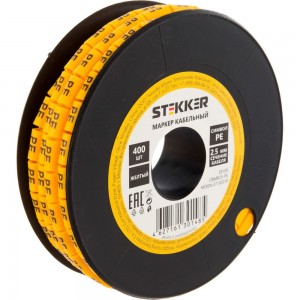 Кабель-маркер STEKKER PE для провода сеч.2,5мм, желтый, CBMR25-PE 39109