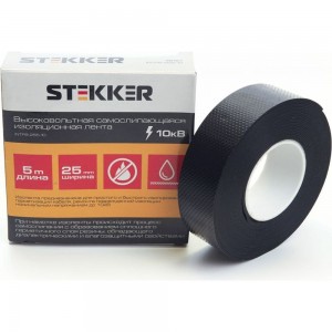 Изолента для высоковольтных проводов STEKKER самослипающаяся, 25мм, длина 5м, до 10кВ 39157