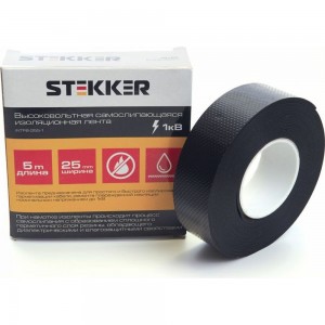 Изолента для высоковольтных проводов STEKKER самослипающаяся, 25мм, длина 5м, до 1кВ 39158