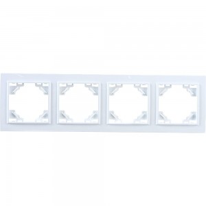 Горизонтальная четырехместная рамка STEKKER серия Эрна, белая 39057