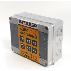 Настенный бокс STEKKER EBX50-1/12-65 12 модулей, пластик, IP65 39191