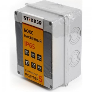 Настенный бокс STEKKER EBX50-1/05-65 5 модулей, пластик, IP65 39189