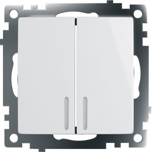 2-клавишный выключатель STEKKER с индикатором механизм, GLS10-7102-01, 10А, Катрин, белый 39301