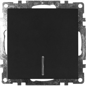 1-клавишный выключатель STEKKER c индикатором механизм, 10А, Катрин, GLS10-7101-05, черный 39605