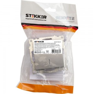 2-клавишный выключатель STEKKER (механизм), GLS10-7104-03, 250V, 10А, серия Катрин, серебро 39578