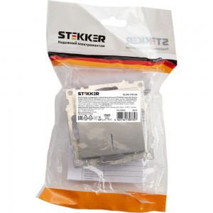 1-клавишный выключатель STEKKER с индикатором (механизм) GLS10-7101-03, 250В, 10А, серия Катрин, 39577