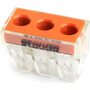 Монтажная 3-проводная клемма STEKKER для 1-жильного проводника, LD773-173, 39869