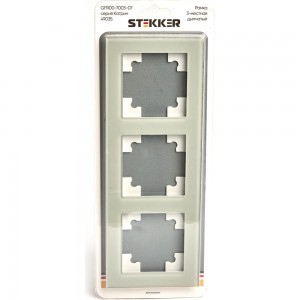 Горизонтальная 3-местная рамка STEKKER GFR00-7003-07, серия Катрин, дымчатый 49035