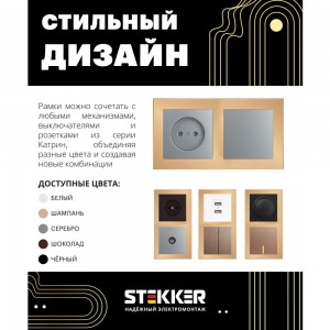 Горизонтальная 2-местная рамка STEKKER GFR00-7002-08, серия Катрин, золото 49034