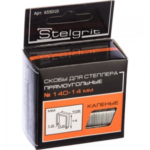 Cкоба каленая для мебельного степлера (1000 шт; 14x1.2 мм; Тип 140) Stelgrit 655010