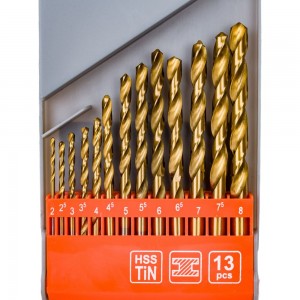 Набор сверл по металлу (13 пр, 2-8 мм, HSS-TITAN) пластиковая кассета STHOR 22310