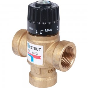 Термостатический смесительный клапан STOUT 3/4 ВР, 20-43°С, KV 1.6 SVM-0110-164320