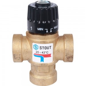 Термостатический смесительный клапан STOUT 3/4 ВР, 20-43°С, KV 1.6 SVM-0110-164320