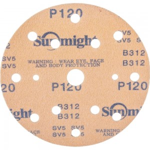 Круг шлифовальный на липучке GOLD B312T (100 шт; 150 мм; 15 отверстий; Р120) SUNMIGHT 44308