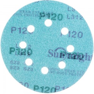 Круг шлифовальный FILM L312TV (100 шт; 125 мм; на липучке; 8 отв; зелёный; P120) SUNMIGHT 53208