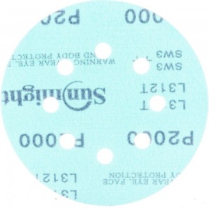 Шлифовальный круг SUNMIGHT FILM L312T+ 125 мм на липучке, 8 отв, зелёный, P 2000, 5 шт 53223R