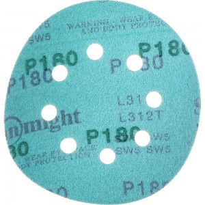 Круг шлифовальный FILM L312TV (100 шт; 125 мм; на липучке; 8 отв; зелёный; P180) SUNMIGHT 53210