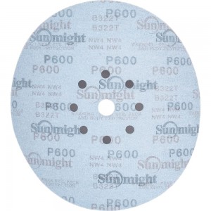 Круг шлифовальный на бумаге B322 (225 мм; 9 отверстий; Р600) SUNMIGHT 7930091775910