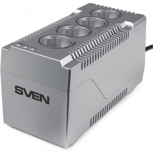 Стабилизатор SVEN VR-F1000 (≤320Вт, Вх.184-285V,4 × CEE7/4 (2*AVR, 2*сетевой фильтр) серебро SV-018818