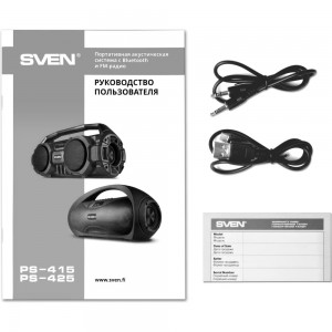 Портативная колонка SVEN АС PS-425 черная, 12 Вт, Bluetooth, FM, USB, microSD, LED-дисплей, 1500 мА*ч SV-019624