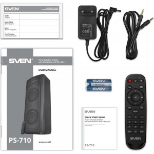 Портативная колонка SVEN АС PS-710 черная, 100 Вт, TWS, Bluetooth, FM, USB, microSD, LED-дисплей, 4400 мА*ч SV-021696