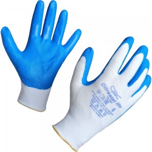 Перчатка полиэфирная с нитрильным покрытием OILRESIST р.8 ЛАЙТ, цвет бело-синий, 13 класс, 1 пара СВС nl13nt_8