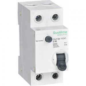 Автоматический выключатель дифференциального тока Systeme Electric City9 set АВДТ 1p+n с 16а 4.5ka 30мА тип-aс 230В C9D34616