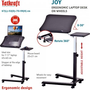 Эргономичный стол для ноутбука Tatkraft JOY на колесиках 13407