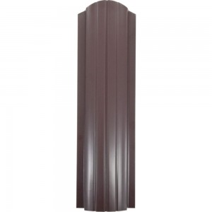 Металлический штакетник Таврос полукруглый, 0.45х105х1800 мм, полиэстер, глянец, RAL 8017 шоколадно-коричневый, односторонний 4003196