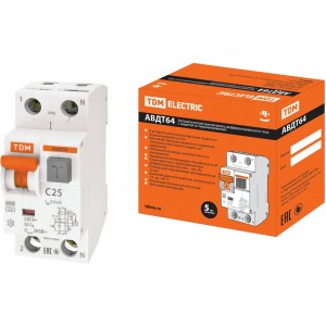 Автоматический выключатель дифференциального тока TDM АВДТ 64 C25 30мА SQ0205-0006