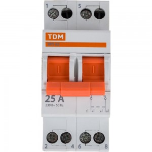 Модульный трехпозиционный переключатель TDM МП-63 2P 25А SQ0224-0014