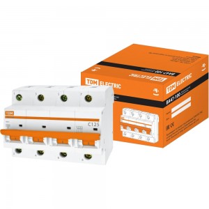 Автоматический выключатель TDM ВА47-100, 4Р, 125А, 10кА, характеристика С SQ0207-0092