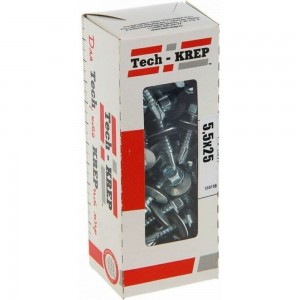 Кровельный саморез Tech-Krep КР ZP сверло 5,5х25 60 шт, коробка с окном 124627