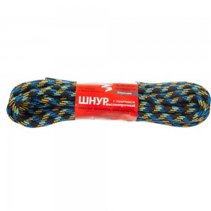 Плетеный шнур ПП 8 мм с сердечником, 24-прядный, высокопрочный, цветной, 10 м Tech-Krep 139914