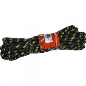 Плетеный шнур Tech-Krep ПП, 12 мм, с сердечником, 24-прядный, высокопрочный, цветной, 10 м 139916