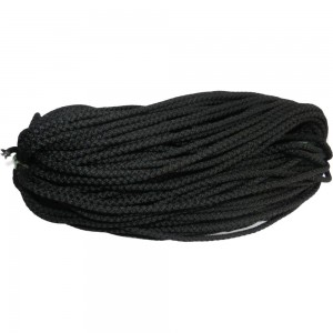 Вязаный шнур (ПП, 5 мм, с сердцевиной, универсальный, черный, 20 м) Tech-Krep 140329