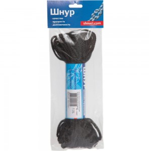 Вязано-плетенный шнур (ПП, 3 мм, хозяйственный, черный, 20 м) Tech-Krep 139927