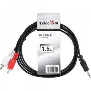 Соединительный кабель Telecom 3.5 Jack M-2xRCA M, стерео, аудио, 1.5м TAV7183-1.5M