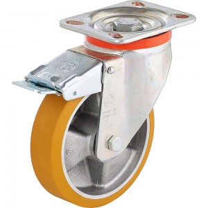 Колесо с вращающейся опорой, пластиной крепления и передним тормозом (100 мм; 250 кг) Tellure rota 656602