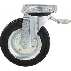 Колесо поворотное с панелью и тормозом (200 мм; 230 кг; черная резина/сталь; роликовый подшипник) Tellure rota 53345