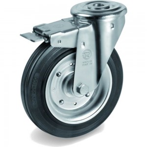 Колесо поворотное с тормозом 80 мм, грузоподъемность 65 кг, черная резина Tellure rota 536201
