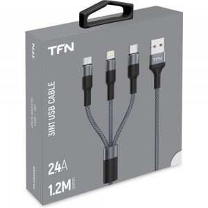Кабель для сото��ого телефона TFN 3в1 USB-A/Lightning+USB-C+microUSB 1.2м, graphite -CFZ3IN1GR